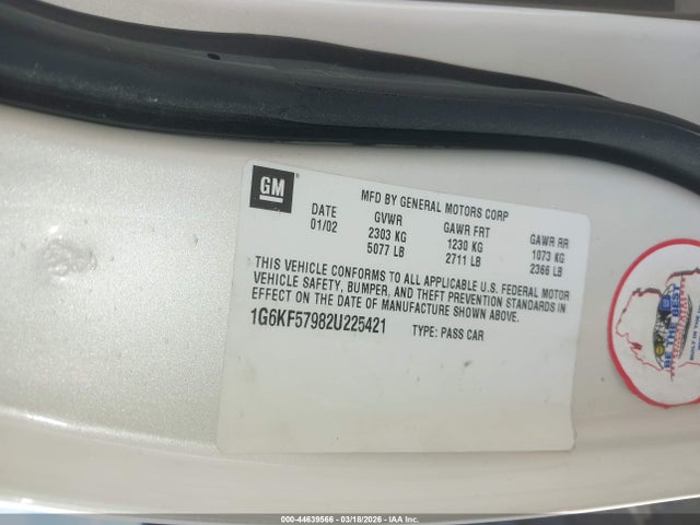 2002 CADILLAC DEVILLE 1G6KF57982U225421 Photo 8