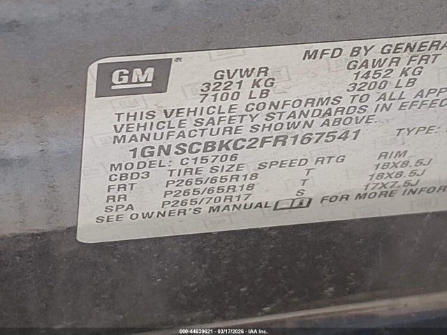 Chevrolet Tahoe Lt 2015 1GNSCBKC2FR167541 Image 9