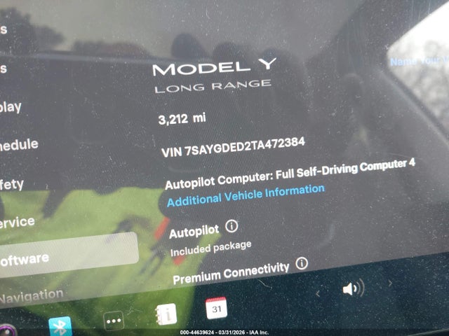 Продажа на аукционе авто 2026 Tesla Model Y Premium Rear-wheel Drive/standard Rear-wheel Drive, vin: 7SAYGDED2TA472384, номер лота: 44639624