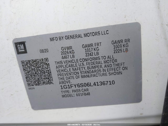 2020 CHEVROLET BOLT EV 1G1FY6S06L4136710 Photo 8