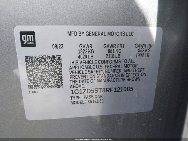 Продажа на аукционе авто 2024 Chevrolet Malibu Fwd 1lt, vin: 1G1ZD5ST8RF121085, номер лота: 44639704