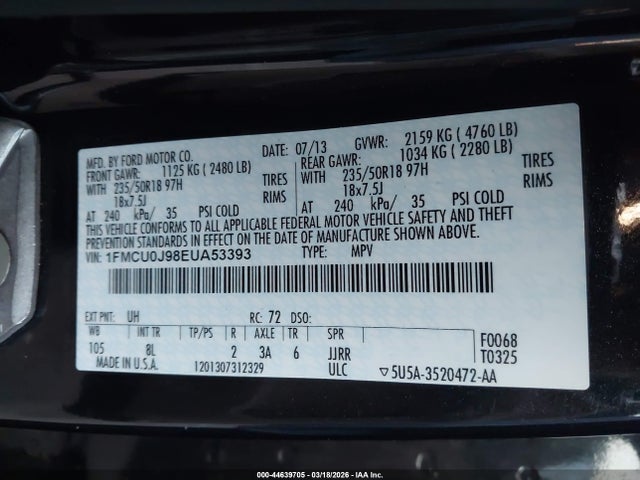 Ford Escape Titanium 2014 1FMCU0J98EUA53393 Image 9