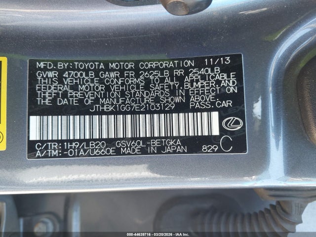 Продаж на аукціоні авто 2014 Lexus Es 350, vin: JTHBK1GG7E2103129, номер лоту: 44639716