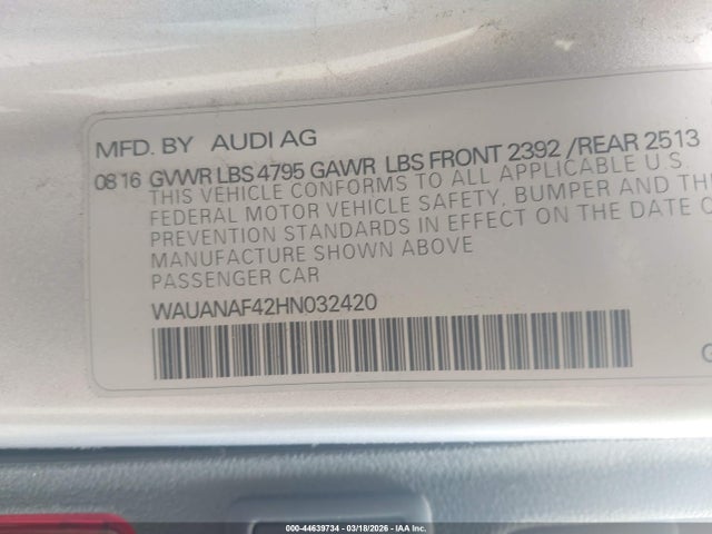 2017 AUDI A4 WAUANAF42HN032420 Photo 8