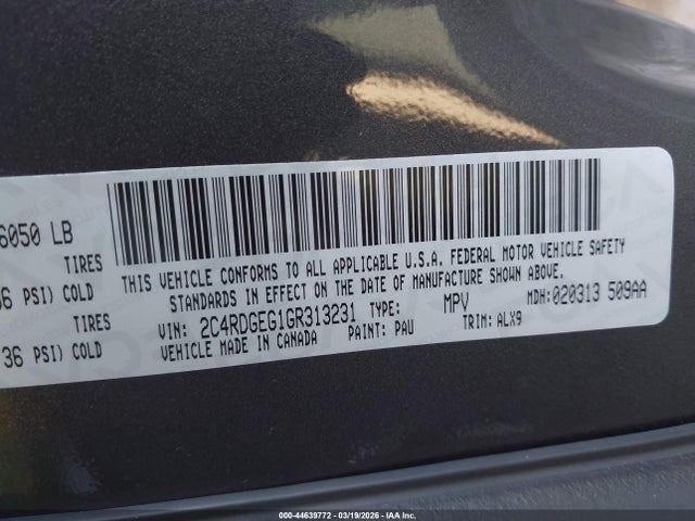 Dodge Grand Caravan R/t 2016 2C4RDGEG1GR313231 Image 9