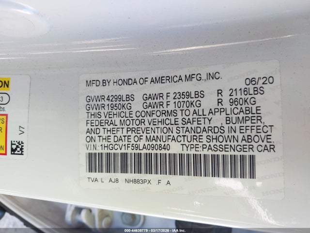 Honda Accord Ex-l 2020 1HGCV1F59LA090840 Image 9