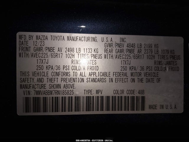 Aukcja sprzedaży 2024 Mazda Cx-50 2.5 S Preferred, vin: 7MMVABBM7RN185825, numer aukcji: 44639784