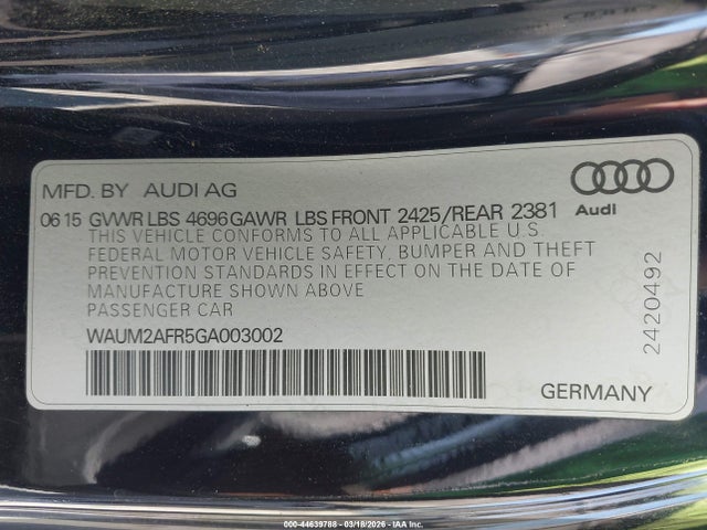 2016 AUDI A5 WAUM2AFR5GA003002 Photo 8