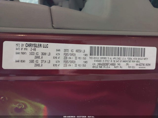 Продаж на аукціоні авто 2008 Chrysler Aspen Limited, vin: 1A8HW58288F140660, номер лоту: 44639835