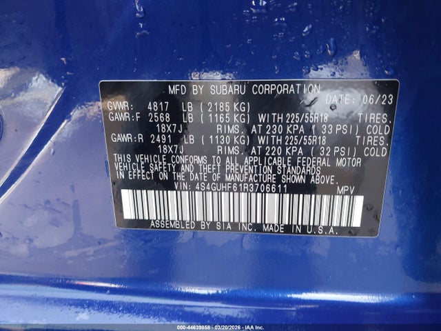 Продаж на аукціоні авто 2024 Subaru Crosstrek Sport, vin: 4S4GUHF61R3706611, номер лоту: 44639858