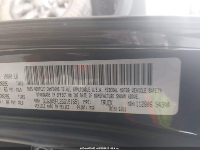 Продаж на аукціоні авто 2016 Ram 2500 Laramie, vin: 3C6UR5FL2GG191651, номер лоту: 44639862