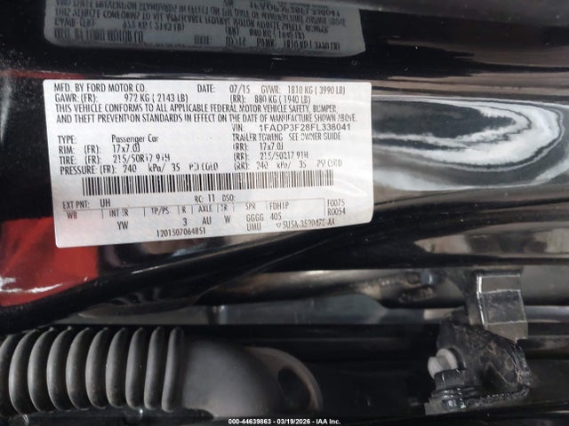 Ford FOCUS SE 2015 1FADP3F28FL338041 Image 9