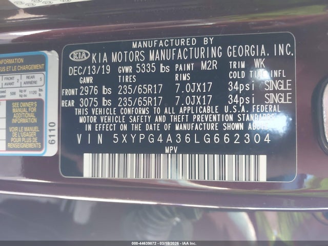 2020 KIA SORENTO 5XYPG4A36LG662304 Photo 8