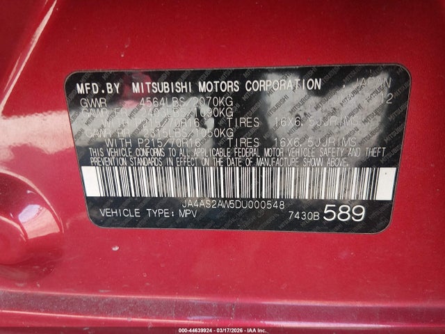 2013 MITSUBISHI OUTLANDER JA4AS2AW5DU000548 Photo 8