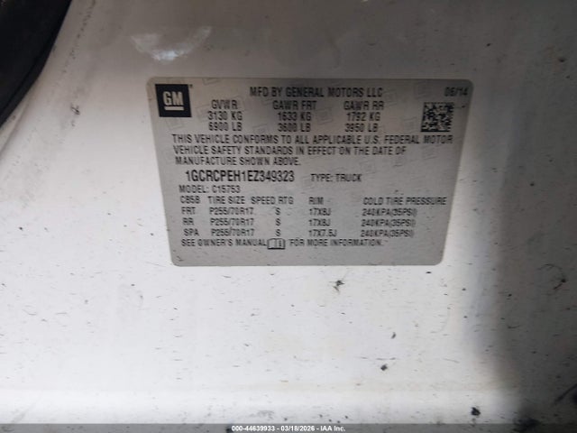 1GCRCPEH1EZ349323 Chevrolet Silverado 1500 Work Truck 2wt