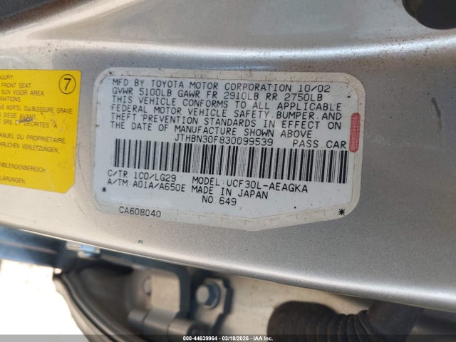 2003 LEXUS LS 430 JTHBN30F830099539 Photo 8