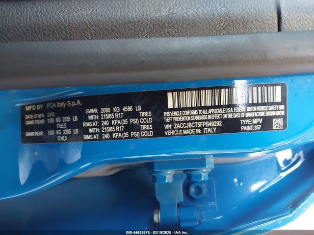 2015 JEEP RENEGADE ZACCJBCT5FPB49292 Photo 8