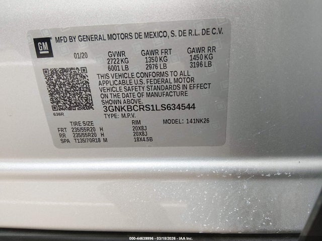2020 CHEVROLET BLAZER 3GNKBCRS1LS634544 Photo 8