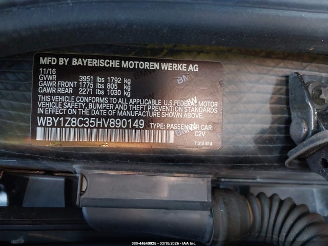 WBY1Z8C35HV890149 BMW I3 94 Ah W/range Extender
