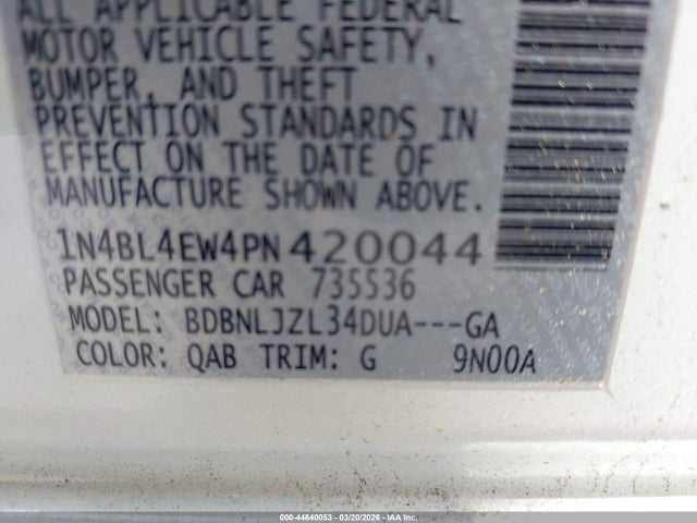 1N4BL4EW4PN420044 Nissan Altima Sl Intelligent Awd