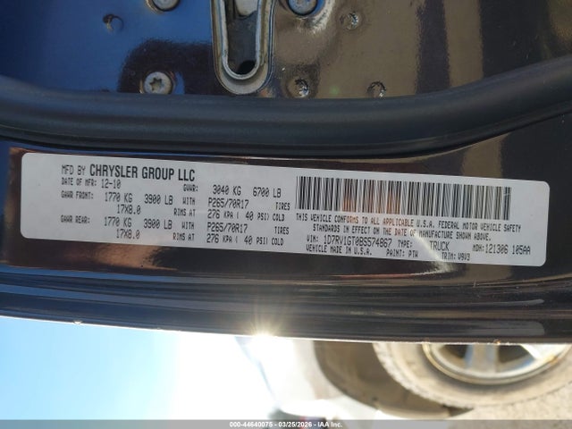 Продажа на аукционе авто 2011 Ram Ram 1500 St, vin: 1D7RV1GT0BS574867, номер лота: 44640075