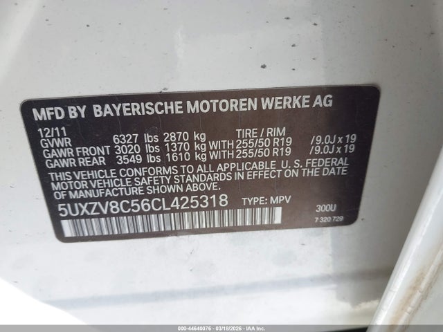 2012 BMW X5 5UXZV8C56CL425318 Photo 8
