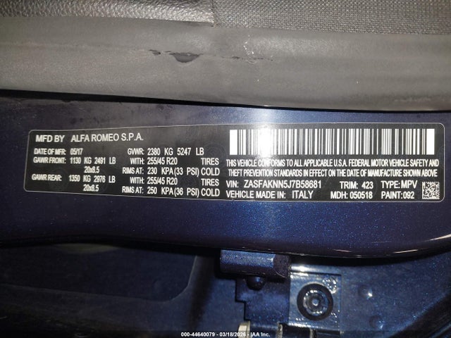 2018 ALFA ROMEO STELVIO ZASFAKNN5J7B58681 Photo 8