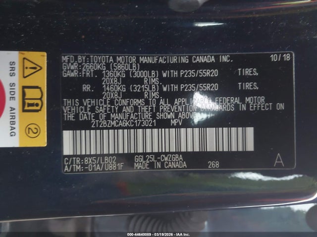 2019 Lexus Rx 350 მანქანა იყიდება აუქციონზე, vin: 2T2BZMCA6KC173021, აუქციონის ნომერი: 44640089