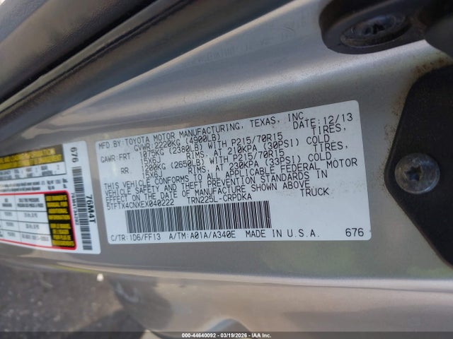 5TFTX4CNXEX040222 Toyota Tacoma