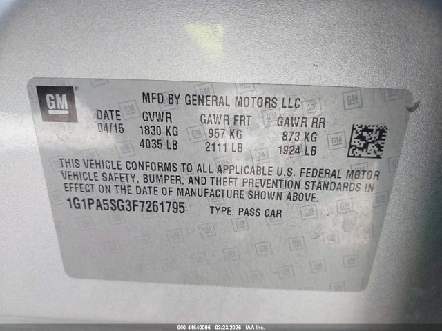 1G1PA5SG3F7261795 Chevrolet Cruze Ls Auto