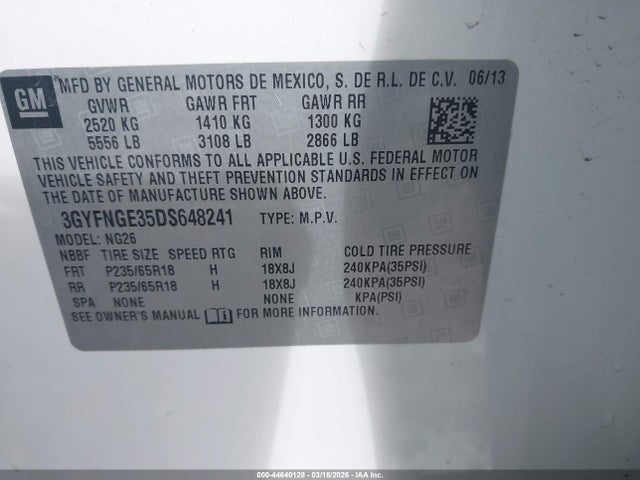 Продаж на аукціоні авто 2013 Cadillac Srx Luxury Collection, vin: 3GYFNGE35DS648241, номер лоту: 44640128