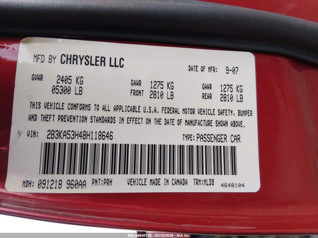 Продаж на аукціоні авто 2008 Dodge Charger R/t, vin: 2B3KA53H48H118646, номер лоту: 44640139