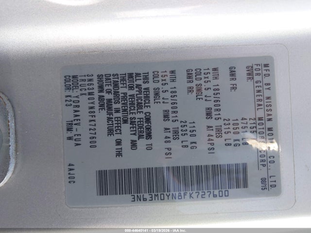 3N63M0YN8FK727600 Chevrolet City Express 1ls