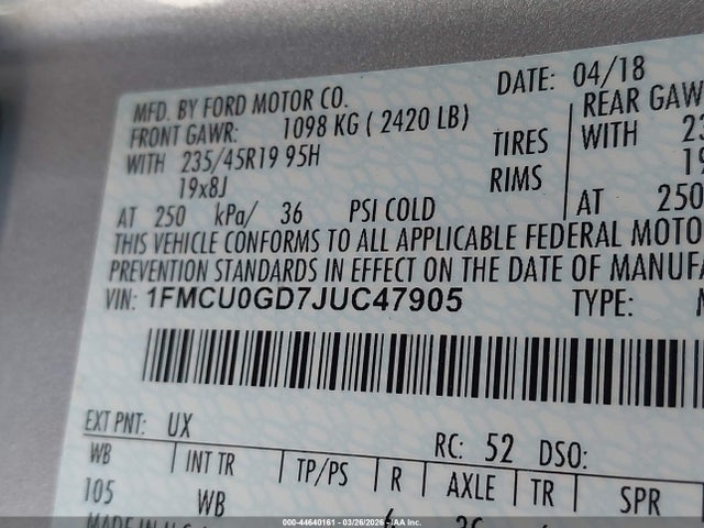 2018 FORD ESCAPE 1FMCU0GD7JUC47905 Photo 8