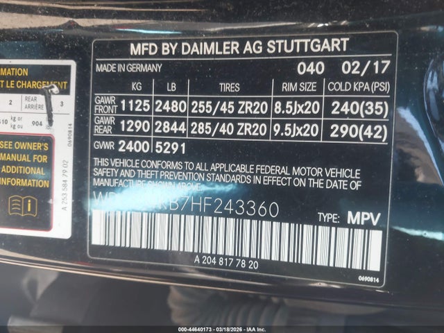 WDC0J4KB7HF243360 Mercedes-Benz Glc 300 Coupe 4matic