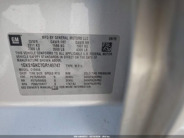 2016 GMC YUKON XL 1GKS1GKC7GR149747 Photo 8