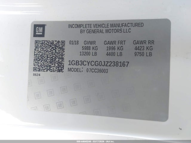 1GB3CYCG0JZ238167 Chevrolet Silverado 3500hd Chassis Wt