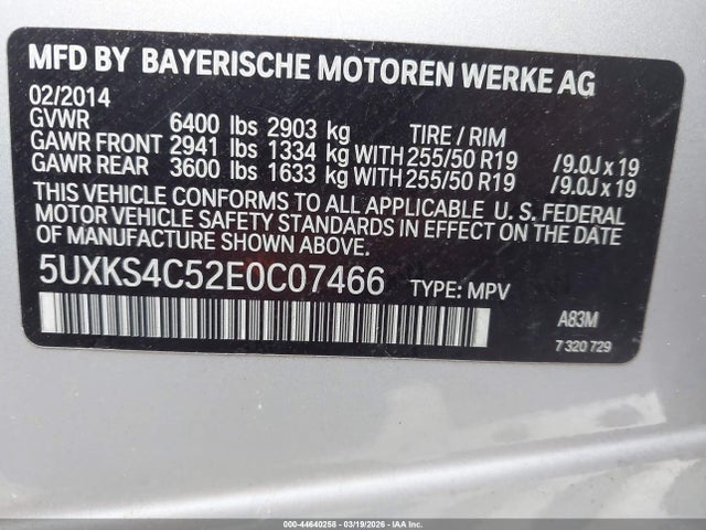 5UXKS4C52E0C07466 BMW X5 Xdrive35d