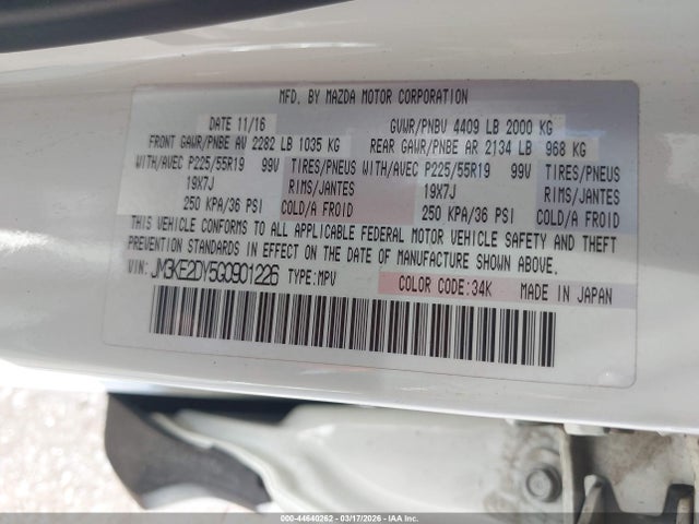Продаж на аукціоні авто 2016 Mazda Cx-5 Grand Touring, vin: JM3KE2DY5G0901226, номер лоту: 44640262