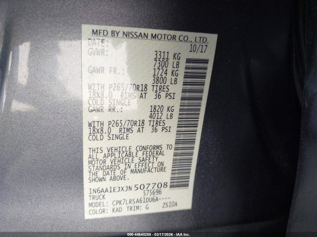 2018 NISSAN TITAN 1N6AA1EJXJN507708 Photo 8