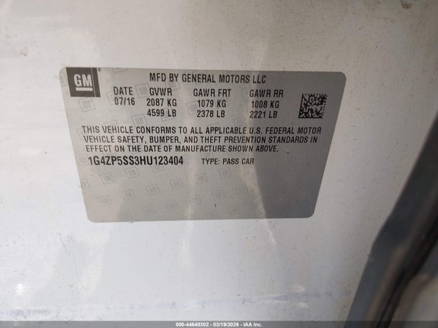 Aukcja sprzedaży 2017 Buick Lacrosse Essence, vin: 1G4ZP5SS3HU123404, numer aukcji: 44640302