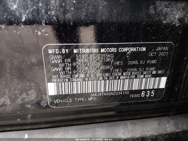 2022 MITSUBISHI OUTLANDER JA4J4TA86NZ034150 Photo 8