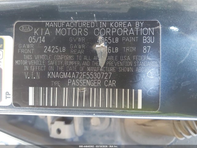 2015 KIA OPTIMA KNAGM4A72F5530727 Photo 8
