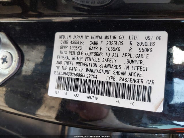 Aukcja sprzedaży 2009 Acura Tsx, vin: JH4CU25689C022204, numer aukcji: 44640388