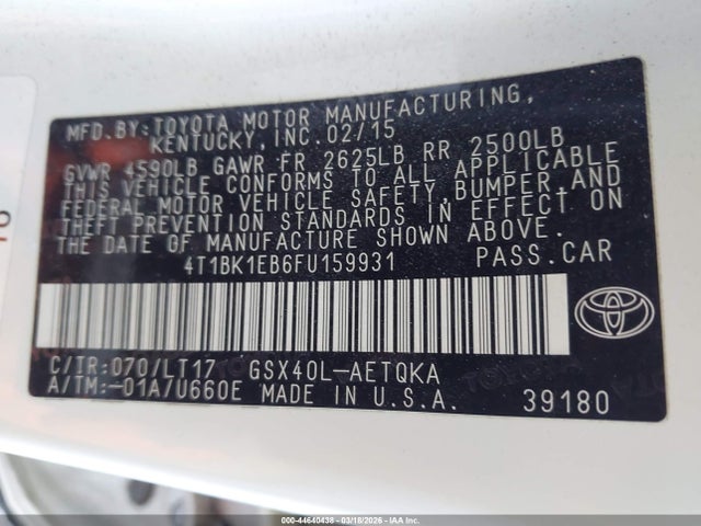 4T1BK1EB6FU159931 Toyota Avalon Xle Touring