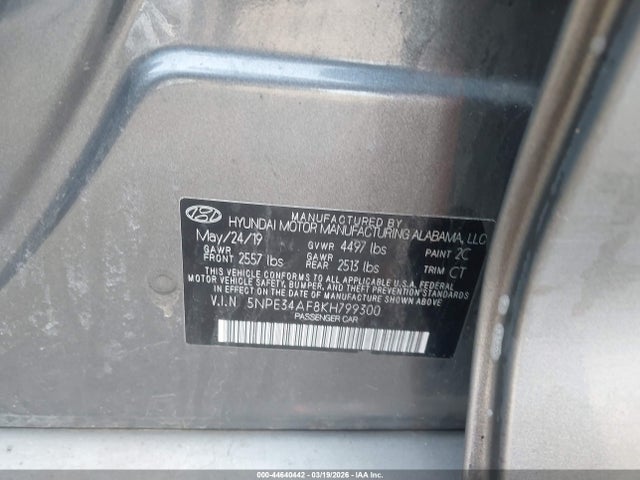 Продаж на аукціоні авто 2019 Hyundai Sonata Sport, vin: 5NPE34AF8KH799300, номер лоту: 44640442
