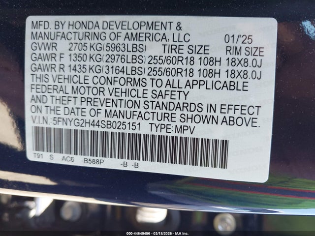Honda Pilot Ex-l 2025 5FNYG2H44SB025151 Image 9