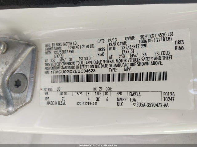 Ford ESCAPE SE 2014 1FMCU0GX2EUC04623 Image 9