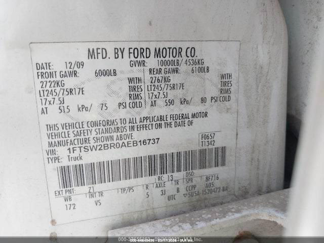 Продажа на аукционе авто 2010 Ford F-250 Cabela's/harley-davidson/king Ranch/lariat/xl/xlt, vin: 1FTSW2BR0AEB16737, номер лота: 44640496