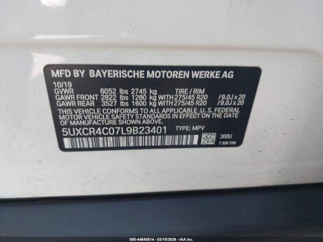 2020 BMW X5 5UXCR4C07L9B23401 Photo 8